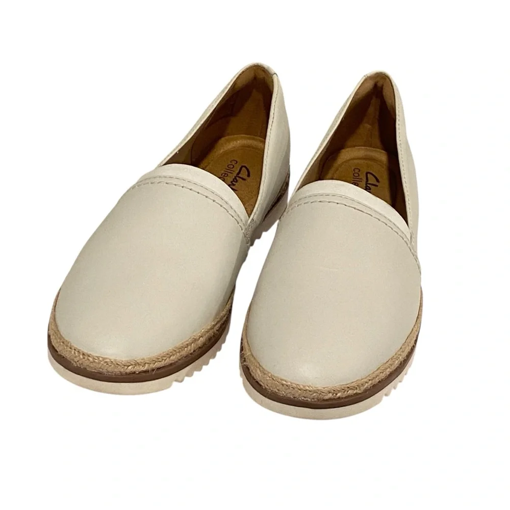 Clarks Serena White Leather Espadrilles - Brand New - 8.5